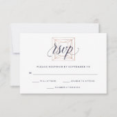 Geometrische diamanten bruiloft RSVP Midnight Blue Kaartje (Voorkant)