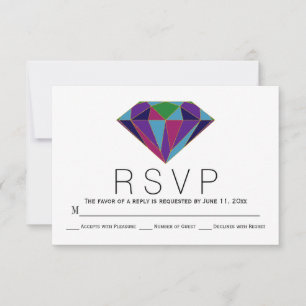 Geometrische diamanten juweeltonen bruiloft RSVP-k RSVP Kaartje