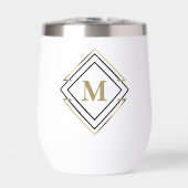 Geometrische diamanten Lijst monogram zwart/goud I (Voorkant)