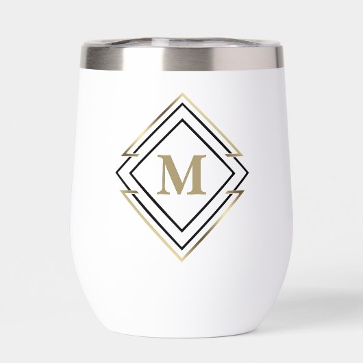 Geometrische diamanten Lijst monogram zwart/goud I (Achterkant)