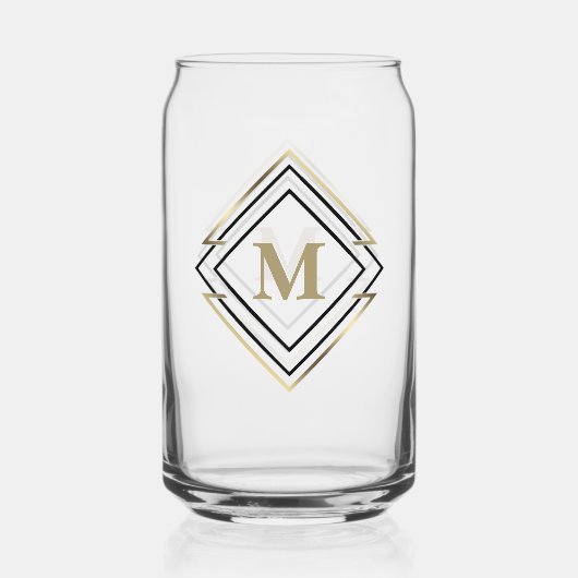 Geometrische diamanten Lijst monogram zwart/goud I Blikvorm Glas (Voorkant)