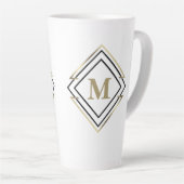 Geometrische diamanten Lijst monogram zwart/goud I Latte Mok (Rechterhoek)