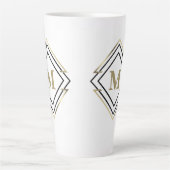 Geometrische diamanten Lijst monogram zwart/goud I Latte Mok (Voorkant)