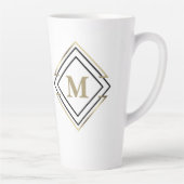 Geometrische diamanten Lijst monogram zwart/goud I Latte Mok (Rechts)
