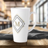 Geometrische diamanten Lijst monogram zwart/goud I Latte Mok