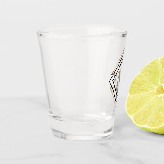 Geometrische diamanten Lijst monogram zwart/goud I Shot Glas (Links)