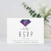 Geometrische diamanten typografie bruiloft RSVP-ka RSVP Kaartje (Staand voorkant)
