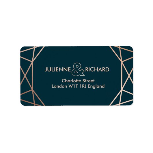 Geometrische Diamond Elegant Bruiloft Adresetikett Etiket (Voorkant)