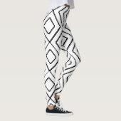Geometrische Diamond Pattern Zwart-wit ontwerp Leggings (Rechts)