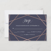 Geometrische Diamond Wedding RSVP op Midnight Blue (Voorkant)
