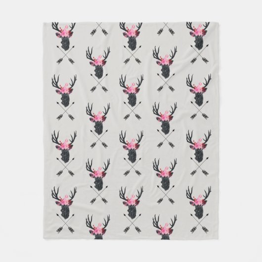 Geometrische dieper kop met bloemen en kruispijlen fleece deken (Voorkant)