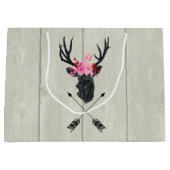 Geometrische dieper kop met bloemen en kruispijlen groot cadeauzakje (Voorkant)