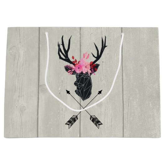 Geometrische dieper kop met bloemen en kruispijlen groot cadeauzakje (Voorkant)