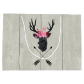 Geometrische dieper kop met bloemen en kruispijlen groot cadeauzakje (Achterkant)