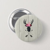 Geometrische dieper kop met bloemen en kruispijlen ronde button 5,7 cm (Voorkant /achterkant)