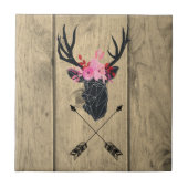 Geometrische dieper kop met bloemen en kruispijlen tegeltje (Voorkant)