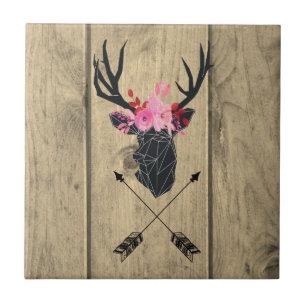 Geometrische dieper kop met bloemen en kruispijlen tegeltje