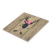 Geometrische dieper kop met bloemen en kruispijlen tegeltje (Zijkant)