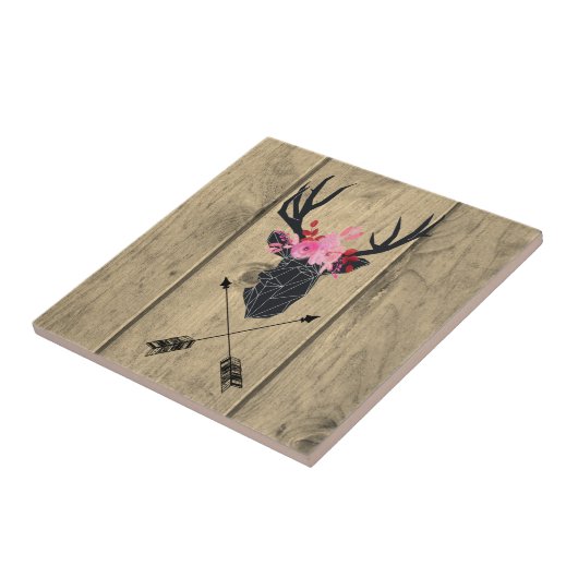 Geometrische dieper kop met bloemen en kruispijlen tegeltje (Zijkant)