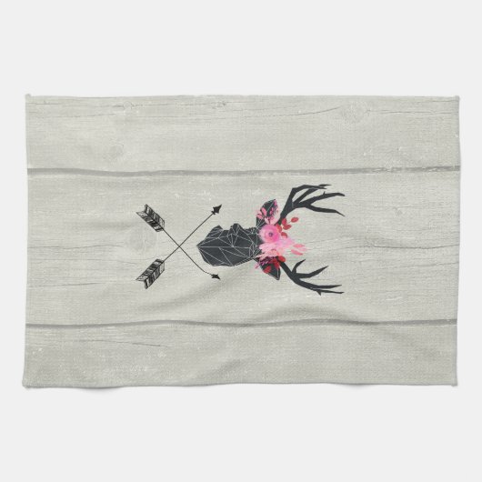 Geometrische dieper kop met bloemen en kruispijlen theedoek (Horizontaal)