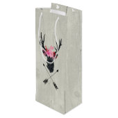 Geometrische dieper kop met bloemen en kruispijlen wijn cadeautas (Achterkant Gekanteld)