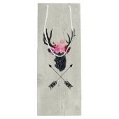 Geometrische dieper kop met bloemen en kruispijlen wijn cadeautas (Achterkant)