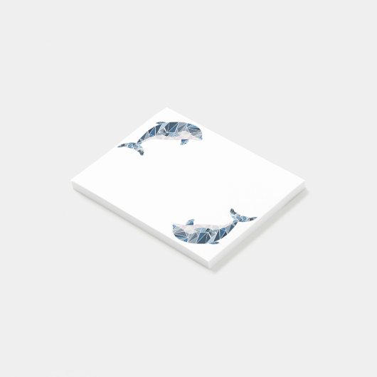 Geometrische dolfijn post-it® notes (Schuin)