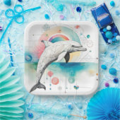 Geometrische Dolphin Art Paper Bord – 9-inch vierk (Feest)
