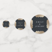 Geometrische Donkerblauwe Gouden Gatsby Bruiloft Confetti (Voorkanten)