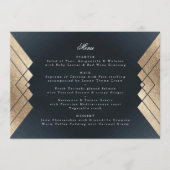 Geometrische Donkerblauwe Gouden Gatsby Bruiloft Menu (Voorkant)