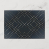Geometrische donkerbruine marinegouden bruiloft -  RSVP kaartje (Achterkant)