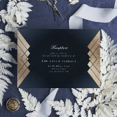 Geometrische donkere marinegoudborst met goudbruin informatiekaartje