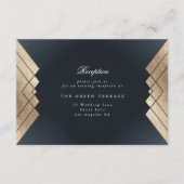 Geometrische donkere marinegoudborst met goudbruin informatiekaartje (Voorkant)