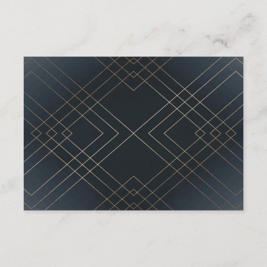 Geometrische donkere marinegoudborst met goudbruin informatiekaartje (Achterkant)