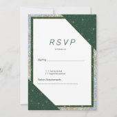 Geometrische donkergroen goud sparkle glitter RSVP Kaart (Voorkant)