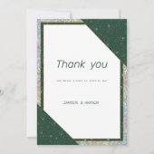 Geometrische donkergroen gouden schittering Dank u Kaart (Voorkant)