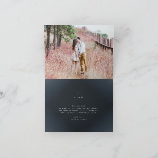 Geometrische donkerzeemacht Gold Gatsby Weddenscha Bedankkaart (Binnen)