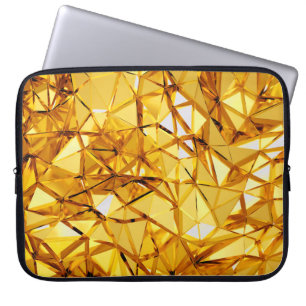 Geometrische driedimensionale gouden metalen achte laptop sleeve