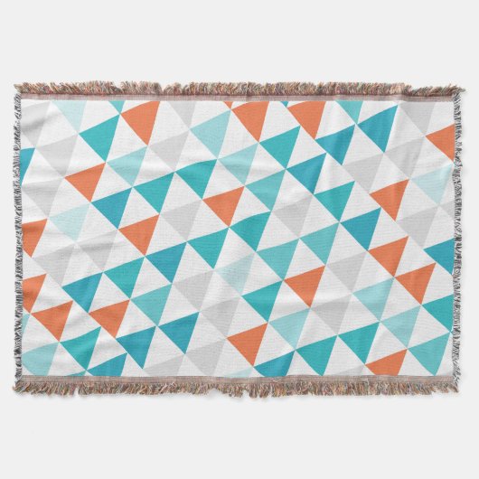 Geometrische driehoek Aqua Coral Modern Abstract Deken (Voorkant)
