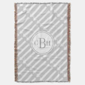 Geometrische driehoek Aqua en grijs monogram patro Deken (Voorkant Verticaal)