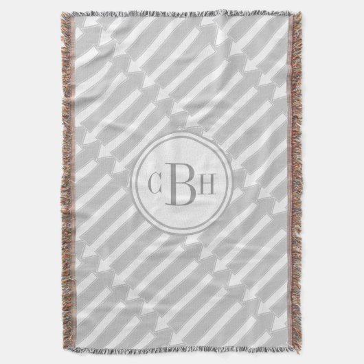 Geometrische driehoek Aqua en grijs monogram patro Deken (Voorkant Verticaal)