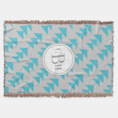 Geometrische driehoek Aqua en grijs monogram patro Deken (Voorkant)