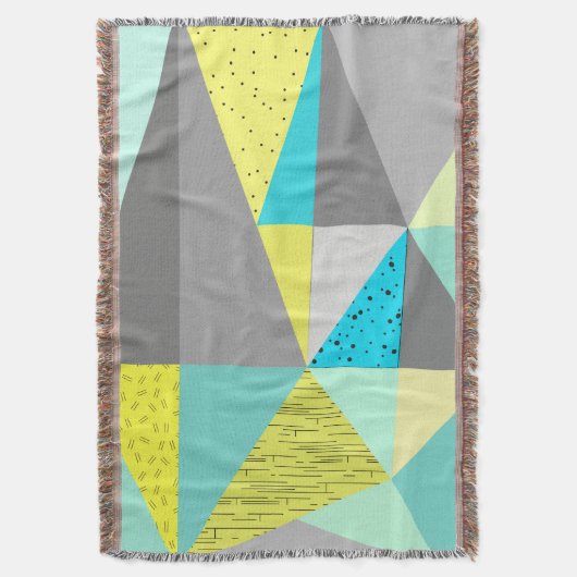 Geometrische driehoek Geel en Aqua Modern Patroon Deken (Voorkant Verticaal)