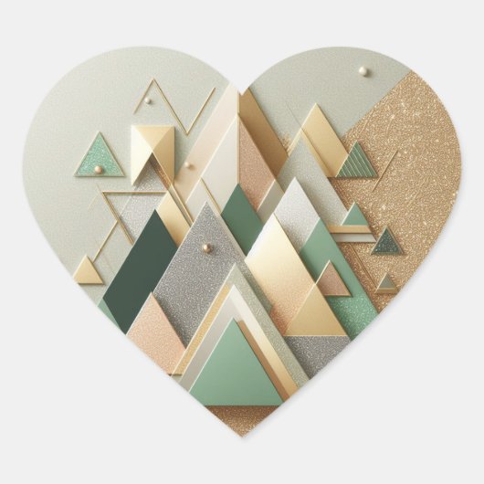 Geometrische Driehoek Glitter Abstracte Hart Stick Sticker (Voorkant)