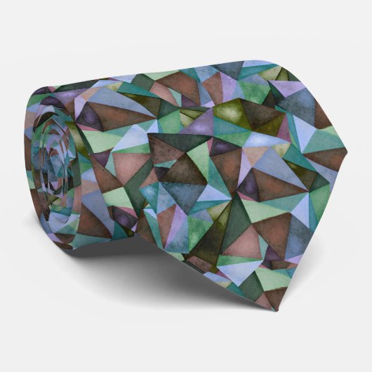 Geometrische driehoek groen patroon stropdas (Opgerold)
