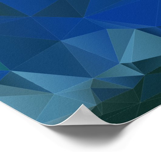 Geometrische driehoek met laag poly Patroon Blauw  Poster (Hoek)