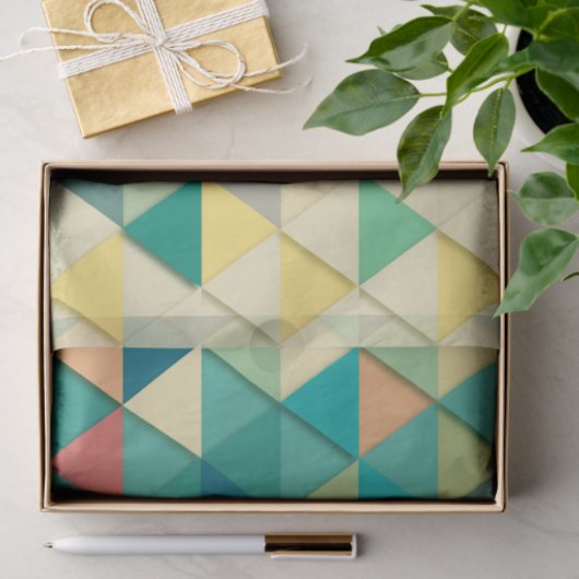 Geometrische driehoek met meerdere kleuren tissuepapier (Geschenk)