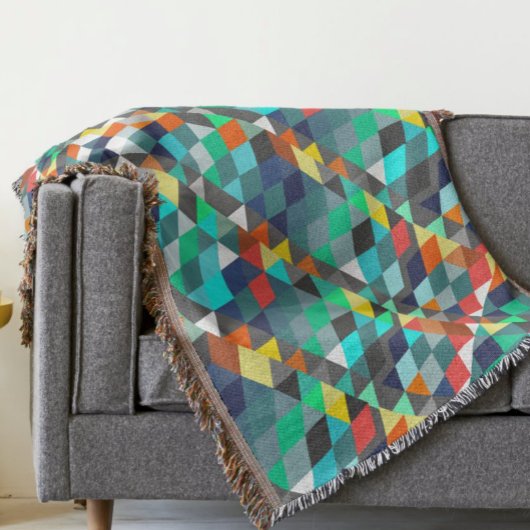 Geometrische driehoek Mint Aqua Coral Modern Abstr Deken