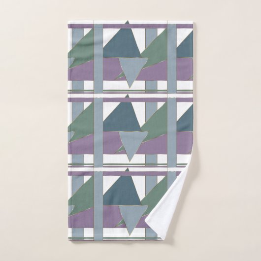 Geometrische driehoek patroon blauw violet groen bad handdoek (Handdoek)