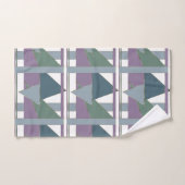 Geometrische driehoek patroon blauw violet groen bad handdoek (Handdoek)